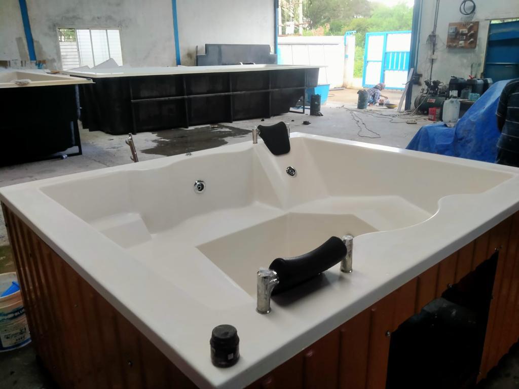 White spa shell installation reference on site